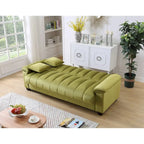 Divano letto convertibile in velluto con contenitore, 2 posti – Blu / Rosso / Verde / Crema / Grigio / Marrone / Grigio chiaro