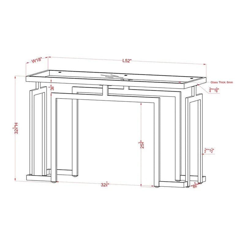 Tavolino da divano con piano in vetro da 52", cromato/dorato, stile contemporaneo, montaggio a 1 persona