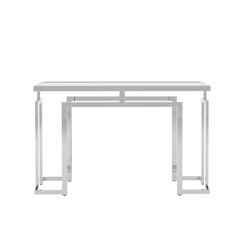 Tavolino da divano con piano in vetro da 52", cromato/dorato, stile contemporaneo, montaggio a 1 persona