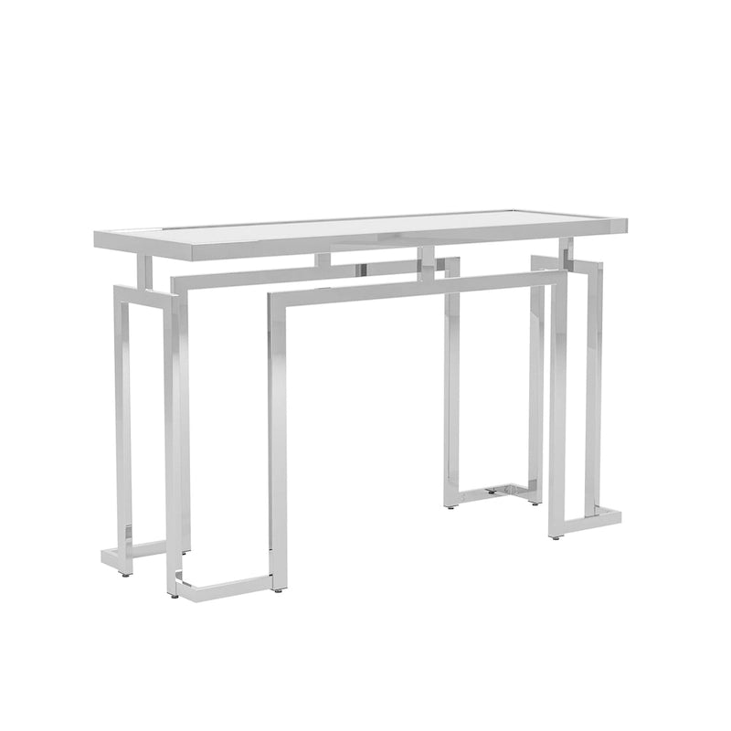 Tavolino da divano con piano in vetro da 52", cromato/dorato, stile contemporaneo, montaggio a 1 persona