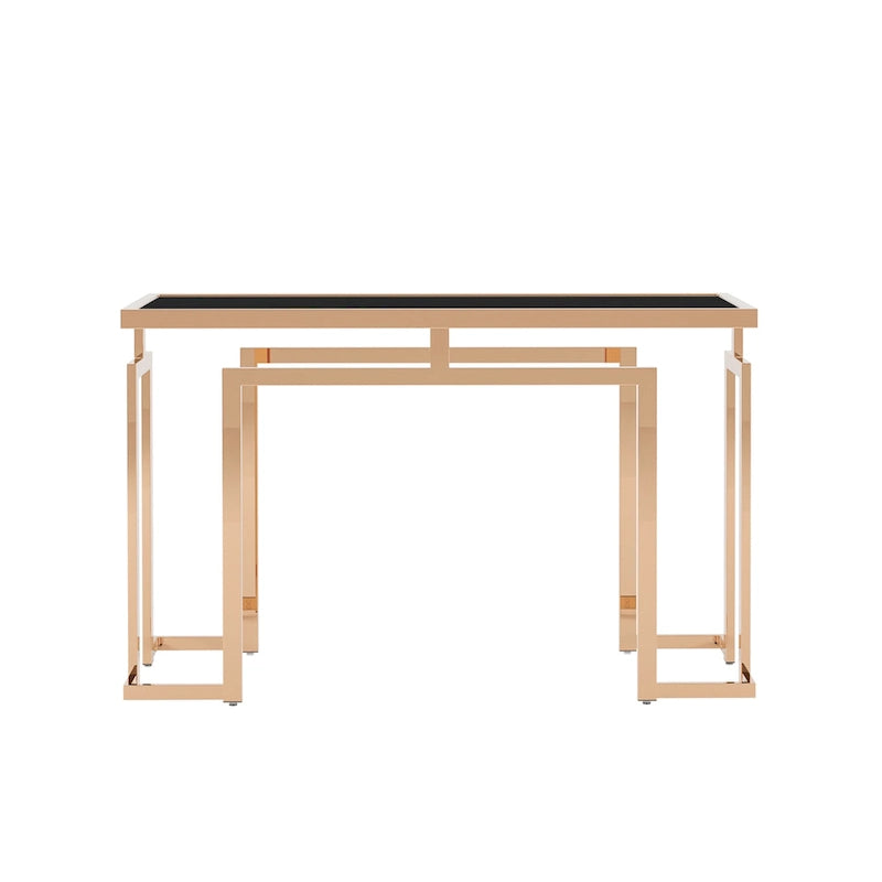 Tavolino da divano con piano in vetro da 52", cromato/dorato, stile contemporaneo, montaggio a 1 persona