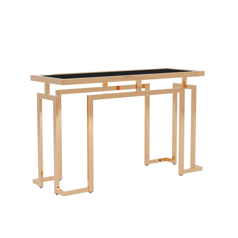 Tavolino da divano con piano in vetro da 52", cromato/dorato, stile contemporaneo, montaggio a 1 persona
