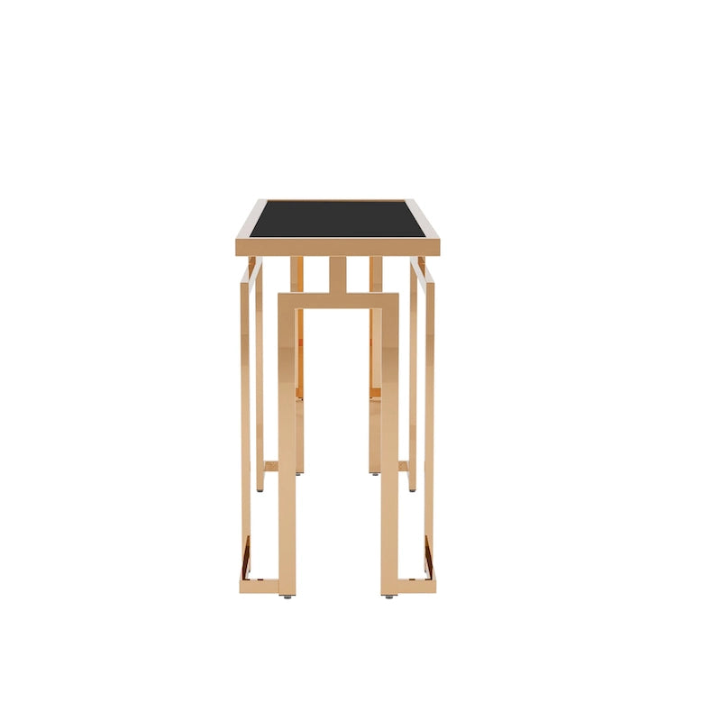 Tavolino da divano con piano in vetro da 52", cromato/dorato, stile contemporaneo, montaggio a 1 persona