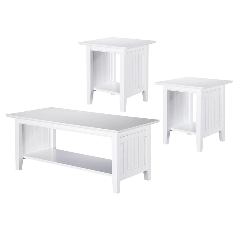 Set tavolino da caffè e tavolini laterali 3 pezzi in stile Mission – Driftwood / Bianco / Ambra / Noce / Grigio