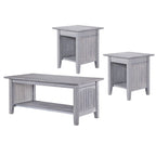 Set tavolino da caffè e tavolini laterali 3 pezzi in stile Mission – Driftwood / Bianco / Ambra / Noce / Grigio