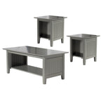 Set tavolino da caffè e tavolini laterali 3 pezzi in stile Mission – Driftwood / Bianco / Ambra / Noce / Grigio
