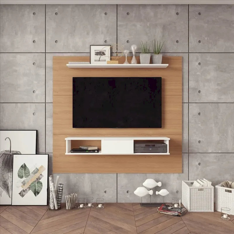 Mobile TV a parete bianco/sabbia/marrone scuro/marrone chiaro, singolo, per TV fino a 70"