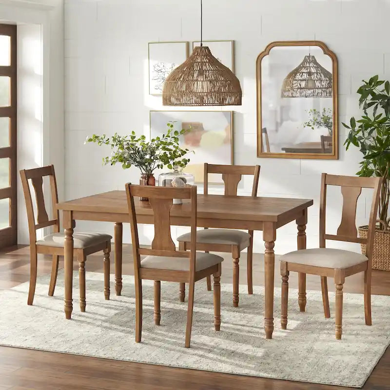 Set da pranzo rustico da 5 pezzi in grigio invecchiato/marrone rustico/legno alla deriva, 4 posti