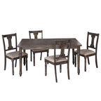 Set da pranzo rustico da 5 pezzi in grigio invecchiato/marrone rustico/legno alla deriva, 4 posti