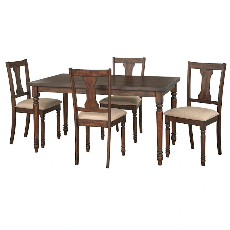 Set da pranzo rustico da 5 pezzi in grigio invecchiato/marrone rustico/legno alla deriva, 4 posti