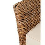 Panca singola in abaca intrecciata naturale con cuscino color crema