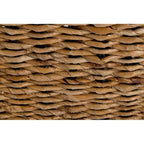 Panca singola in abaca intrecciata naturale con cuscino color crema