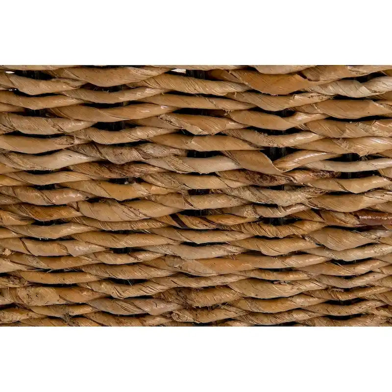 Panca singola in abaca intrecciata naturale con cuscino color crema