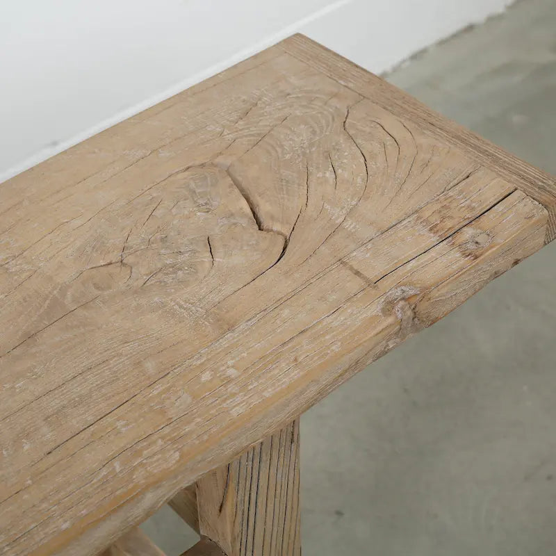 Consolle rettangolare in legno naturale effetto invecchiato, per 1 persona