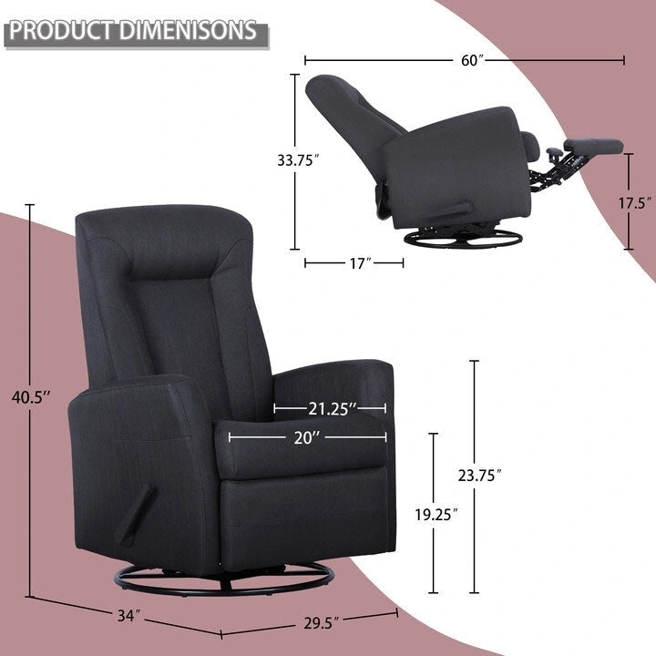 Poltrona reclinável girevole Grey Glider, 1 posto