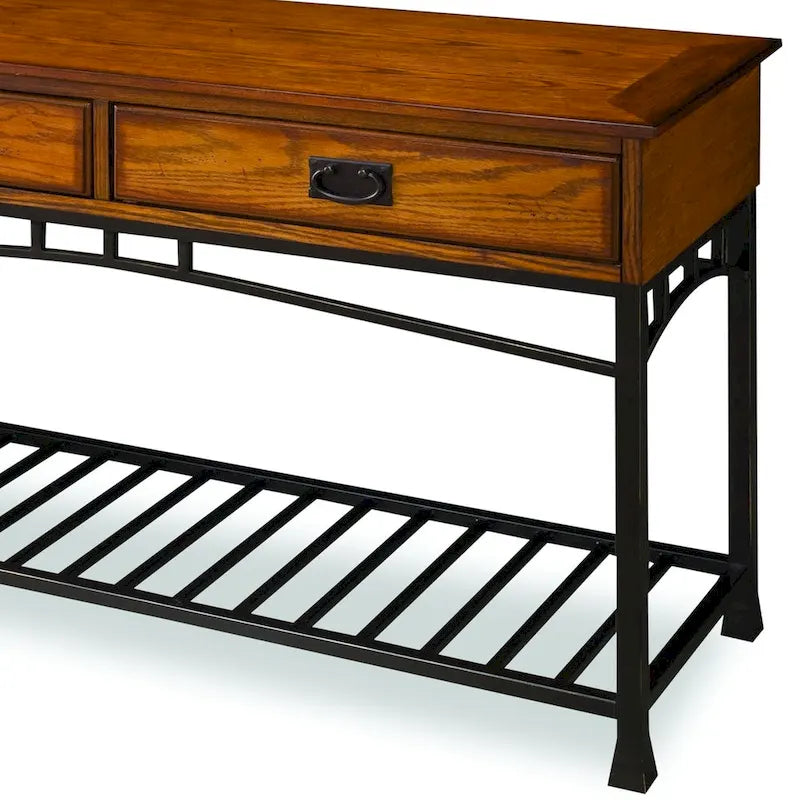Tavolino da divano con ripiano in legno rovere – Stile artigianale