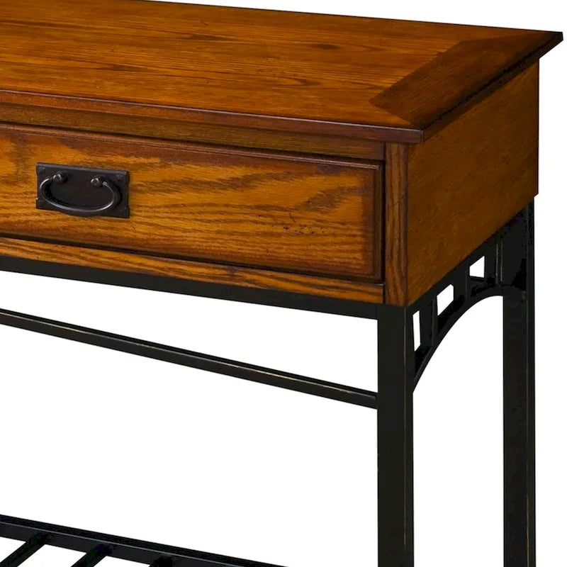 Tavolino da divano con ripiano in legno rovere – Stile artigianale