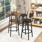 Set da 3 pezzi per tavolo da bar, marrone rustico/grigio, stile bistrot rotondo, 2 posti a sedere