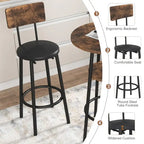 Set da 3 pezzi per tavolo da bar, marrone rustico/grigio, stile bistrot rotondo, 2 posti a sedere