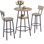 Set da 3 pezzi per tavolo da bar, marrone rustico/grigio, stile bistrot rotondo, 2 posti a sedere