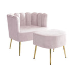 Poltrona con poggiapiedi in velluto grigio chiaro/blu navy/nero/grigio argento/rosa chiaro, 1 posto, gambe dorate