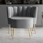 Poltrona con poggiapiedi in velluto grigio chiaro/blu navy/nero/grigio argento/rosa chiaro, 1 posto, gambe dorate