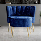 Poltrona con poggiapiedi in velluto grigio chiaro/blu navy/nero/grigio argento/rosa chiaro, 1 posto, gambe dorate
