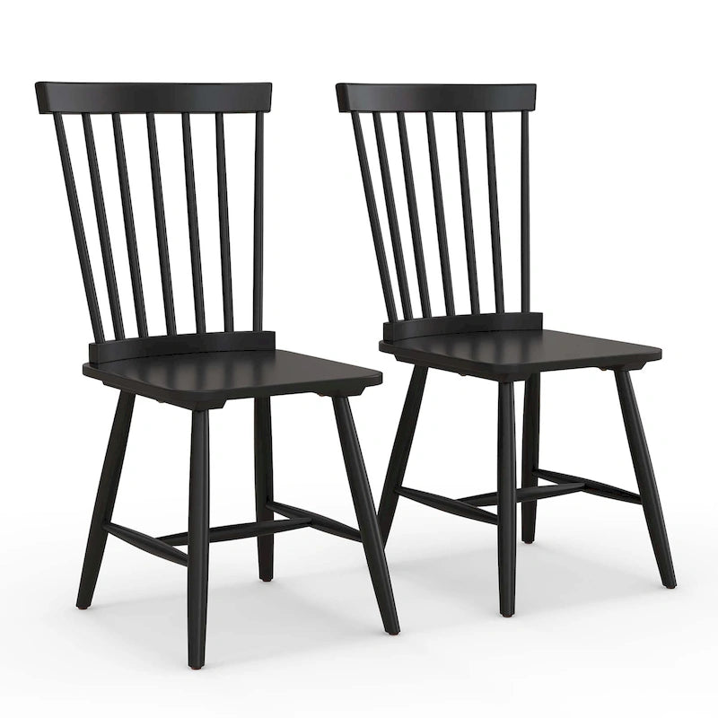Sedia da pranzo senza braccioli Natural/Black Spindle Back, set da 2
