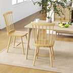 Sedia da pranzo senza braccioli Natural/Black Spindle Back, set da 2