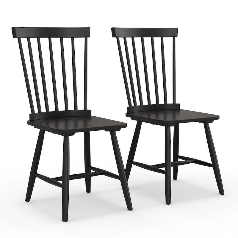 Sedia da pranzo senza braccioli Natural/Black Spindle Back, set da 2