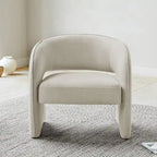 Poltrona moderna grigio/lino, schienale aperto, a seduta singola