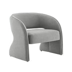 Poltrona moderna grigio/lino, schienale aperto, a seduta singola