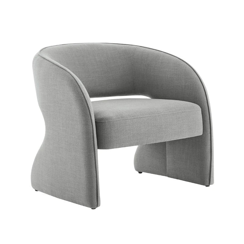 Poltrona moderna grigio/lino, schienale aperto, a seduta singola