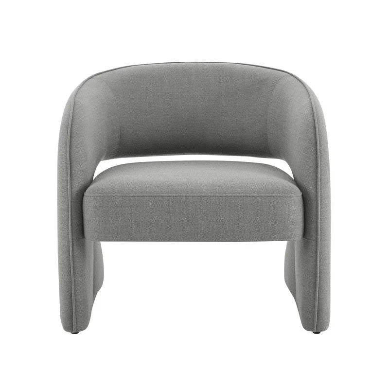 Poltrona moderna grigio/lino, schienale aperto, a seduta singola