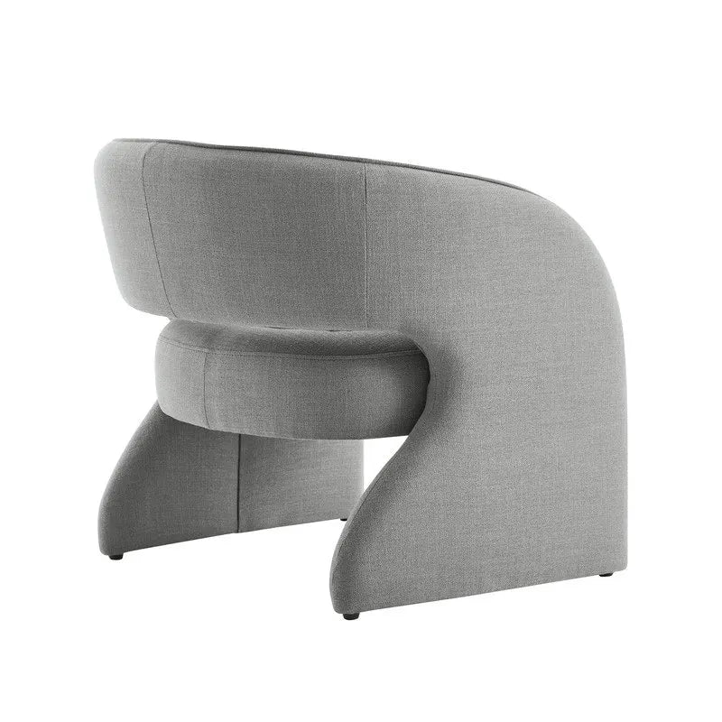 Poltrona moderna grigio/lino, schienale aperto, a seduta singola
