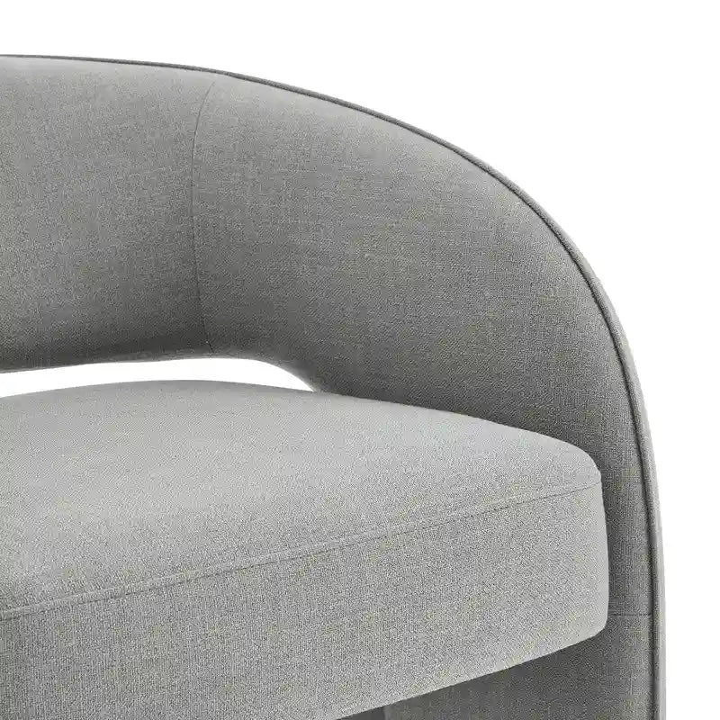 Poltrona moderna grigio/lino, schienale aperto, a seduta singola