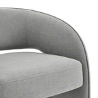 Poltrona moderna grigio/lino, schienale aperto, a seduta singola