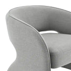 Poltrona moderna grigio/lino, schienale aperto, a seduta singola