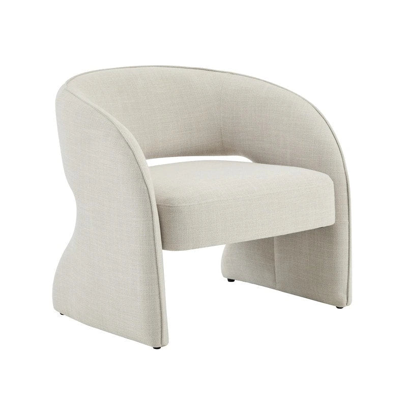 Poltrona moderna grigio/lino, schienale aperto, a seduta singola