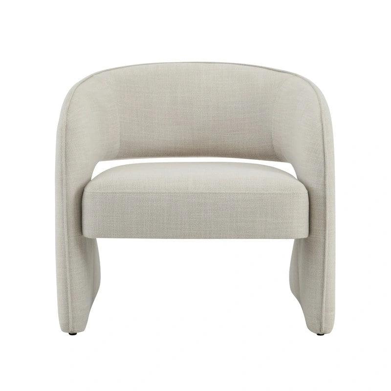 Poltrona moderna grigio/lino, schienale aperto, a seduta singola