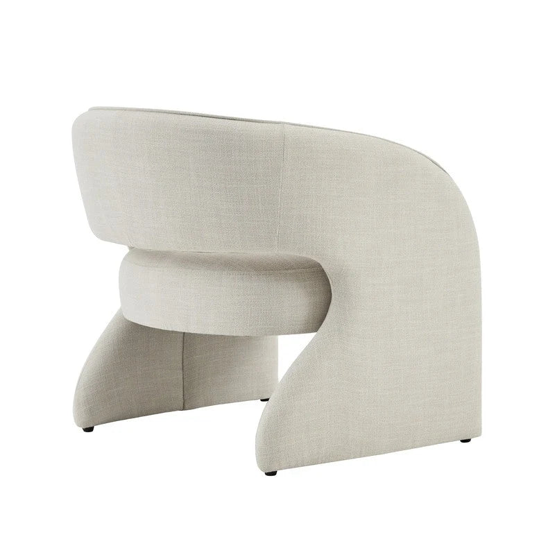 Poltrona moderna grigio/lino, schienale aperto, a seduta singola