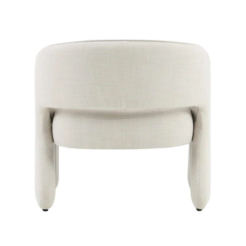 Poltrona moderna grigio/lino, schienale aperto, a seduta singola