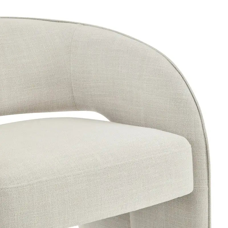 Poltrona moderna grigio/lino, schienale aperto, a seduta singola