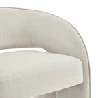 Poltrona moderna grigio/lino, schienale aperto, a seduta singola