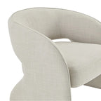 Poltrona moderna grigio/lino, schienale aperto, a seduta singola
