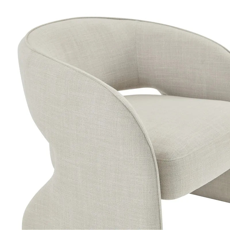 Poltrona moderna grigio/lino, schienale aperto, a seduta singola
