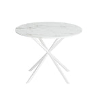 Tavolo da pranzo rotondo, gambe incrociate, nero / bianco / marmo bianco, 2 persone, piano rimovibile in 2 pezzi