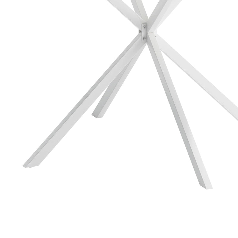 Tavolo da pranzo rotondo, gambe incrociate, nero / bianco / marmo bianco, 2 persone, piano rimovibile in 2 pezzi