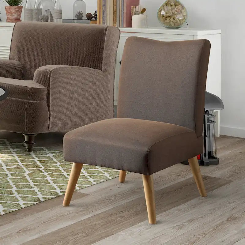Poltrona Modern Mid-Century in Lino Grigia/Marrone Chiaro/Marrone/Viola/Verde, Singola