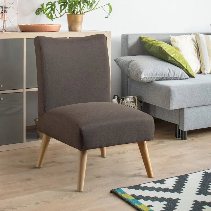 Poltrona Modern Mid-Century in Lino Grigia/Marrone Chiaro/Marrone/Viola/Verde, Singola